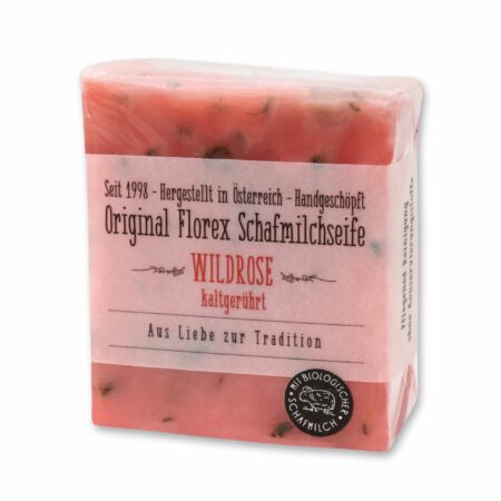 Kaltgerührte Schafmilchseife Wildrose 150g