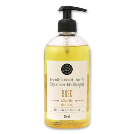 Flüssige Pflanzenölseife mit Schafmilch Rose 500ml