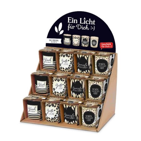 Licht mit Teelicht im Display Salt & Pepper MIX