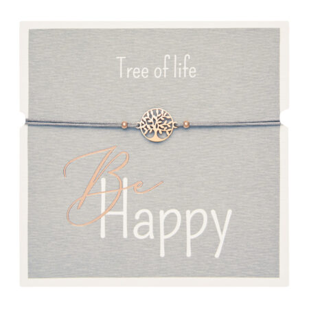 Armband - "Be Happy" - rosévergoldet - Baum des Lebens