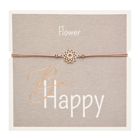 Armband - "Be Happy" - rosévergoldet - Blume