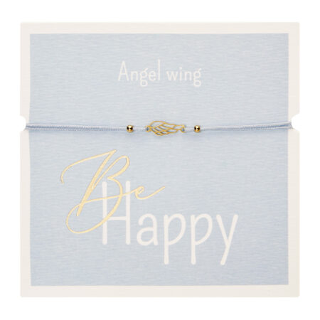 Armband - "Be Happy" - vergoldet - Engelsflügel