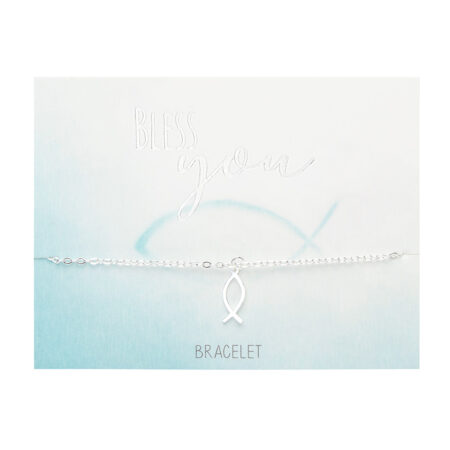 Armband - "Bless you" - versilbert - Fisch