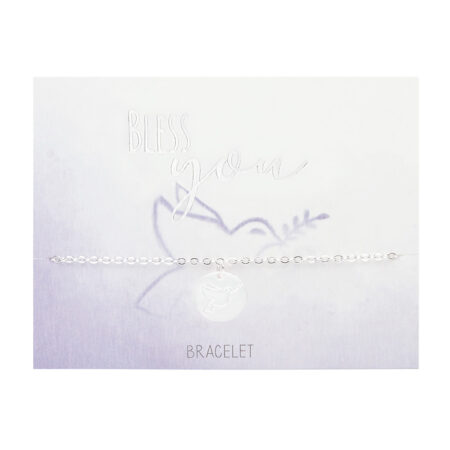 Armband - "Bless you" - versilbert - Friedenstaube