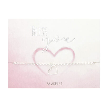 Armband - "Bless you" - versilbert - Herz