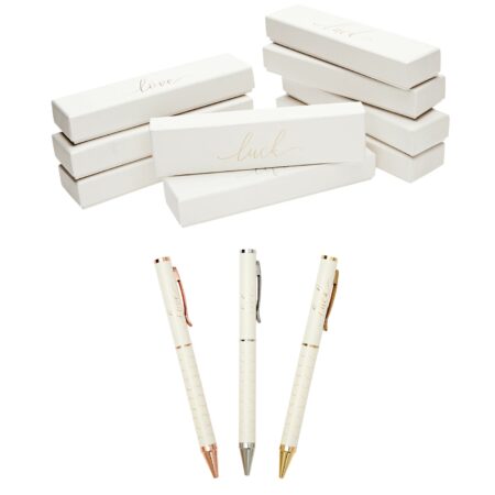 Paket Kugelschreiber mit Geschenkbox - "Love Luck Life"