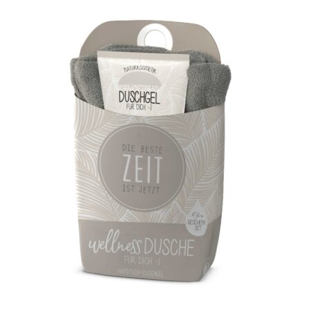 Geschenkset Wellnessdusche Relax "Die Beste Zeit ist jetzt" (Feder)