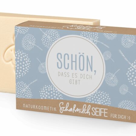 Schafmilchseife 100g Relax "Schön, dass es Dich gibt" (Pustelblume)