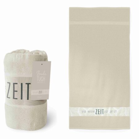 Badetuch Relax "Die Beste Zeit ist jetzt" (Feder)
