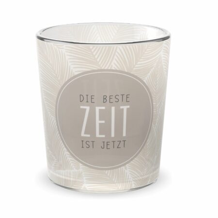Licht mit Teelicht Relax "Die Beste Zeit ist jetzt" (Feder)