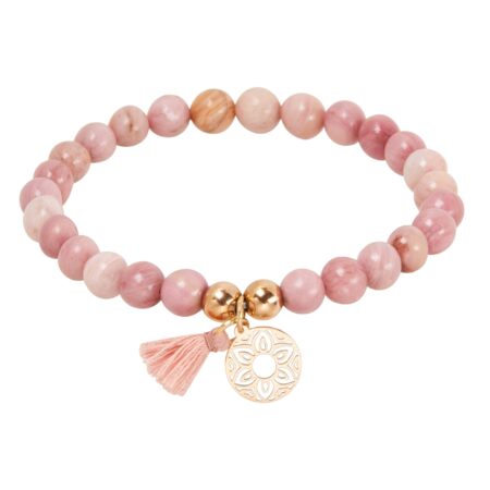 Echtstein-Armband - "Stones of nature" - Thulit - rosévergoldet - Mandala der Liebe