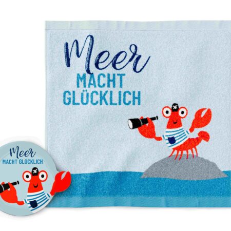 Magisches Handtuch Maritim "Meer macht glücklich" (Krabbe)