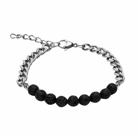 Armband - "VIRO" - Edelstahl - Lavastein