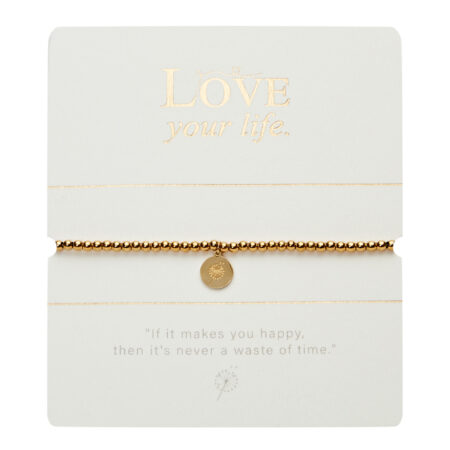 Kugelarmband - "Love your life" - vergoldet - Pusteblume