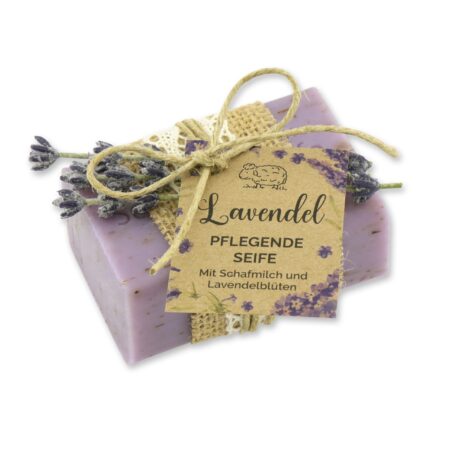 Schafmilchseife eckig 100g Lavendel "Wohlfühlzeit"