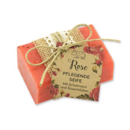 Schafmilchseife eckig 100g Rose "Wohlfühlzeit"