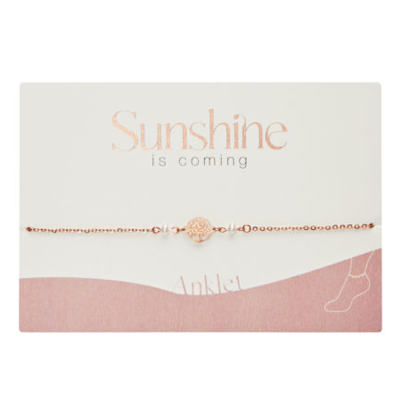 Fusskettchen - "Sunshine is coming" - rosévergoldet - Süßwasserzuchtperle - Baum des Lebens