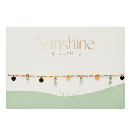 Fusskettchen - "Sunshine is coming" - vergoldet - grüner Quarz
