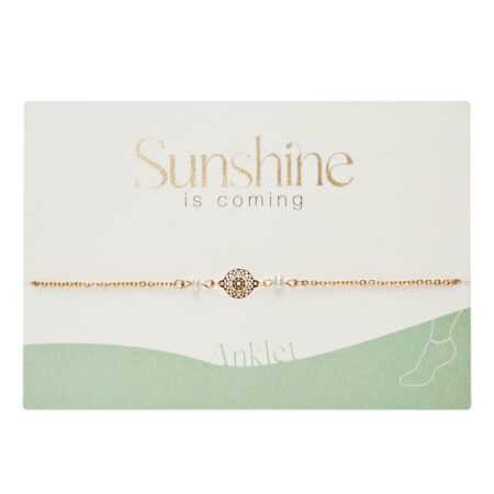 Fusskettchen - "Sunshine is coming" - vergoldet - Süßwasserzuchtperle - Mandala des Glücks