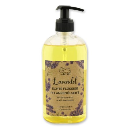 Echte flüssige Pflanzenölseife 500ml Lavendel "Wohlfühlzeit"