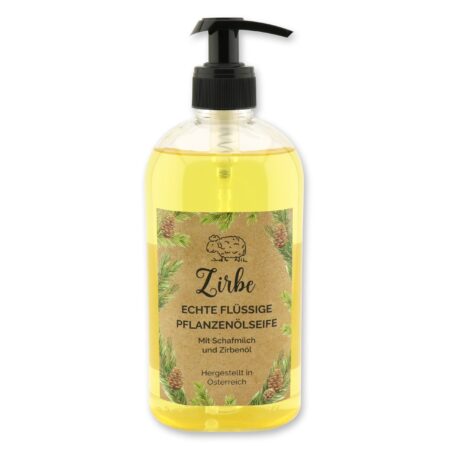 Echte flüssige Pflanzenölseife 500ml Zirbe"Wohlfühlzeit"