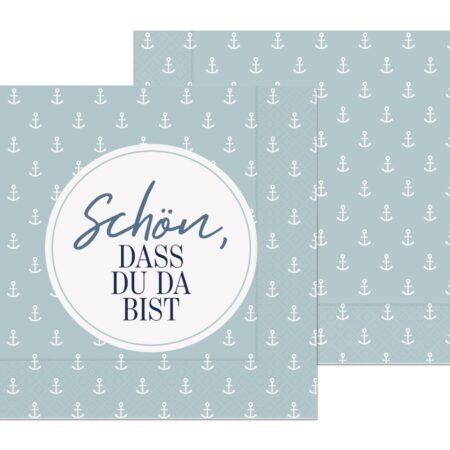 Serviette Maritim "Schön, dass es Dich gibt" (Anker)