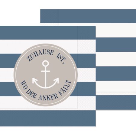Serviette Maritim "Zuhause ist, wo der Anker fällt"