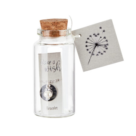 Armband - "Make a wish" - versilbert - Perle
