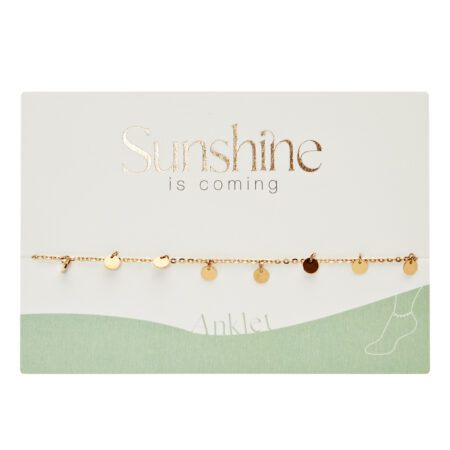 Fusskettchen - "Sunshine is coming" - vergoldet - mit Plättchen