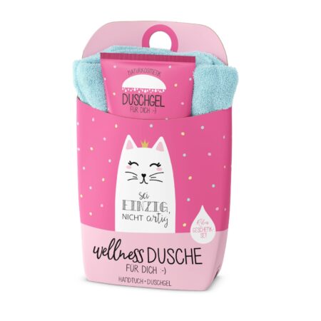 Geschenkset Wellnessdusche Zoofreunde "Sei einzig, nicht artig" (Katze)
