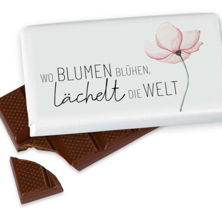 Schokolade 40g Lovely Greetings "Wo Blumen blühen, lächelt die Welt"