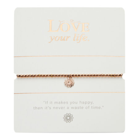 Kugelarmband - "Love your life" - rosévergoldet - Blüte
