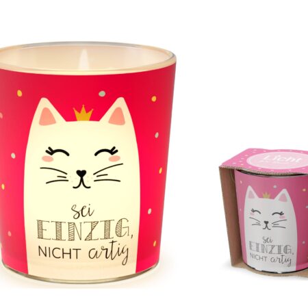 Licht mit Teelicht Zoofreunde "Sei einzig, nicht artig" (Katze)
