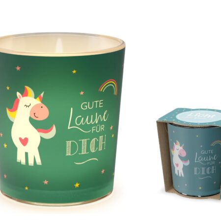 Licht mit Teelicht Zoofreunde "Gute Laune" (Einhorn)