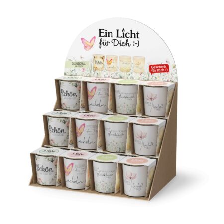 Licht mit Teelicht Lovely Greetings im Display MIX