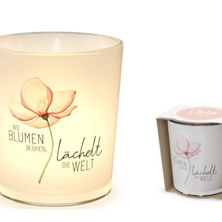 Licht mit Teelicht Lovely Greetings "Wo Blumen blühen, lächelt die Welt"