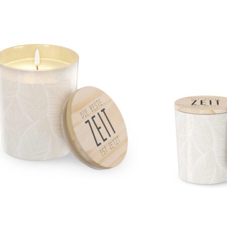 Duftkerze Lotus Relax "Die Beste Zeit ist jetzt" (Feder)