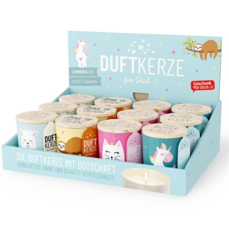 Duftkerze Zoofreunde (Lemongras) im Display MIX