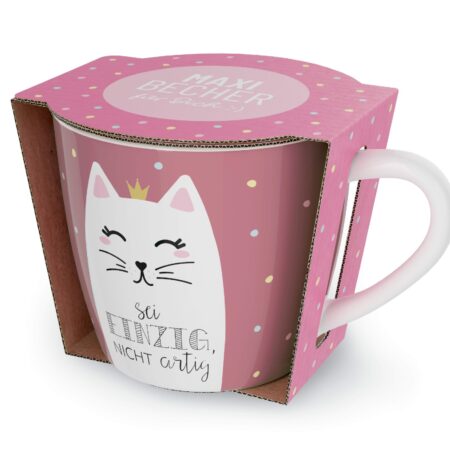 Maxibecher 400ml Zoofreunde "Sei einzig, nicht artig" (Katze)