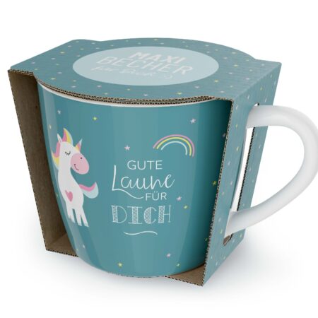 Maxibecher 400ml Zoofreunde "Gute Laune" (Einhorn)