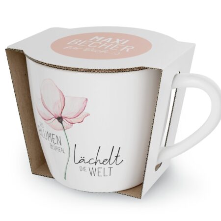 Maxibecher 400ml Lovely Greetings "Wo Blumen blühen, lächelt die Welt"