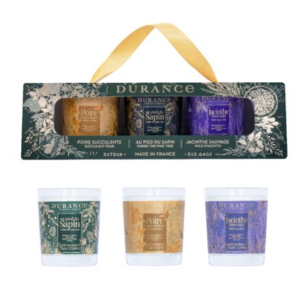 Kerzen-Schatulle 3x75g Am Tannenbaum - Saftige Birne - Wilde Hyazinthe