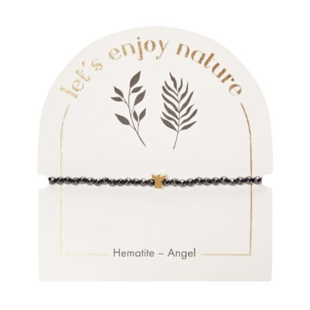 Armband - "let's enjoy nature" - Hämatit - vergoldet - Engel