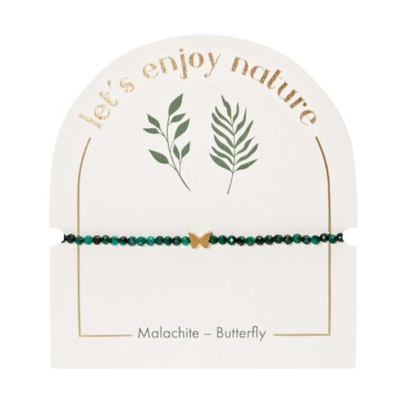 Armband - "let's enjoy nature" - Malachit - vergoldet - Schmetterling