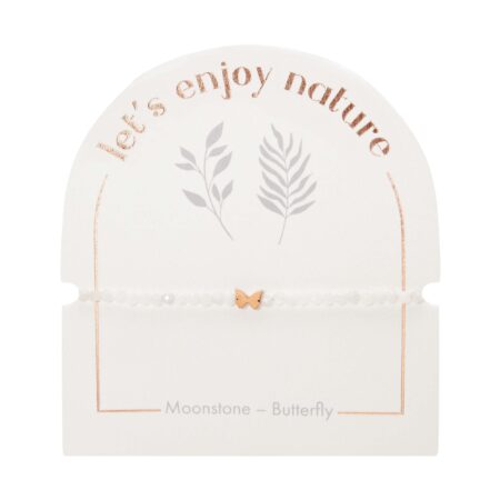 Armband - "let's enjoy nature" - Mondstein - rosévergoldet - Schmetterling