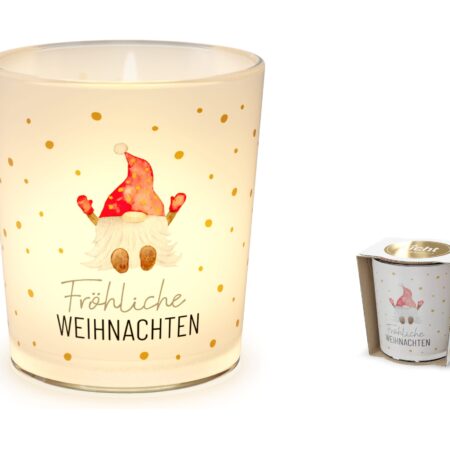 Licht mit Teelicht Lovely Christmas "Fröhliche Weihnachten" (Wichtel)