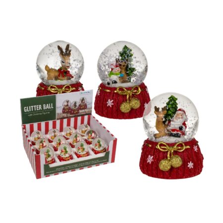Mini-Schneekugel, Rentier & Weihnachtsmann, ca. 5,5 x 6,5 cm,