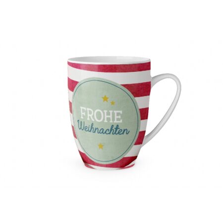 Becher 250ml Frohe Weihnachten (Streifen)