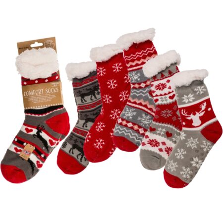 Damen-Hüttensocken, Ice Flower & Reindeer, Einheitsgrösse