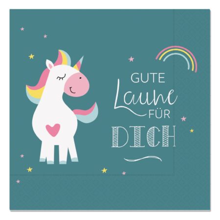 Serviette Zoofreunde "Gute Laune" (Einhorn)